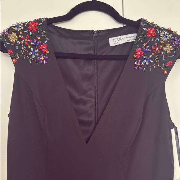 NWT | Mac Duggal 2654 Black Beaded Cap Sleeve V Neck A Line Gown Size 8 - Picture 8 of 12